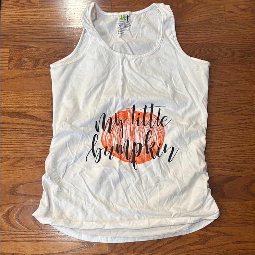 White Tank Top with Pumpkin maternity medium
